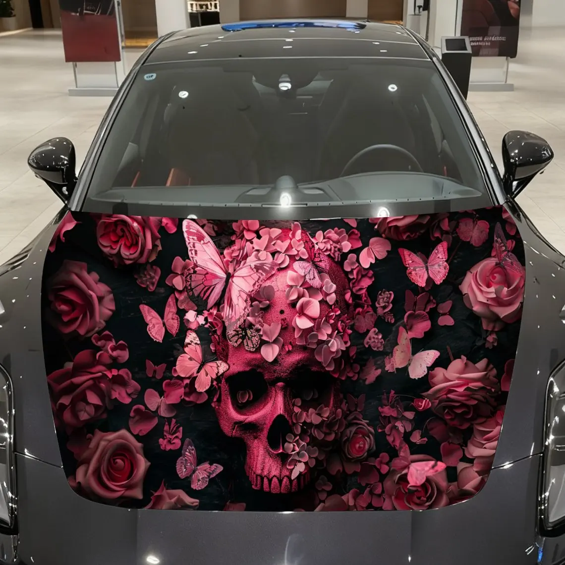 Gothic Skull Car Hood Wrap, Pink Floral Butterfly Style Car Hood Decal, Car Exterior Accessory, Waterproof and Self-adhesive Aut
Gothic Skull Car Hood Wrap, Pink Floral Butterfly Style Car Hood Decal, Car Exterior Accessory, Waterproof and Self-adhesive Aut