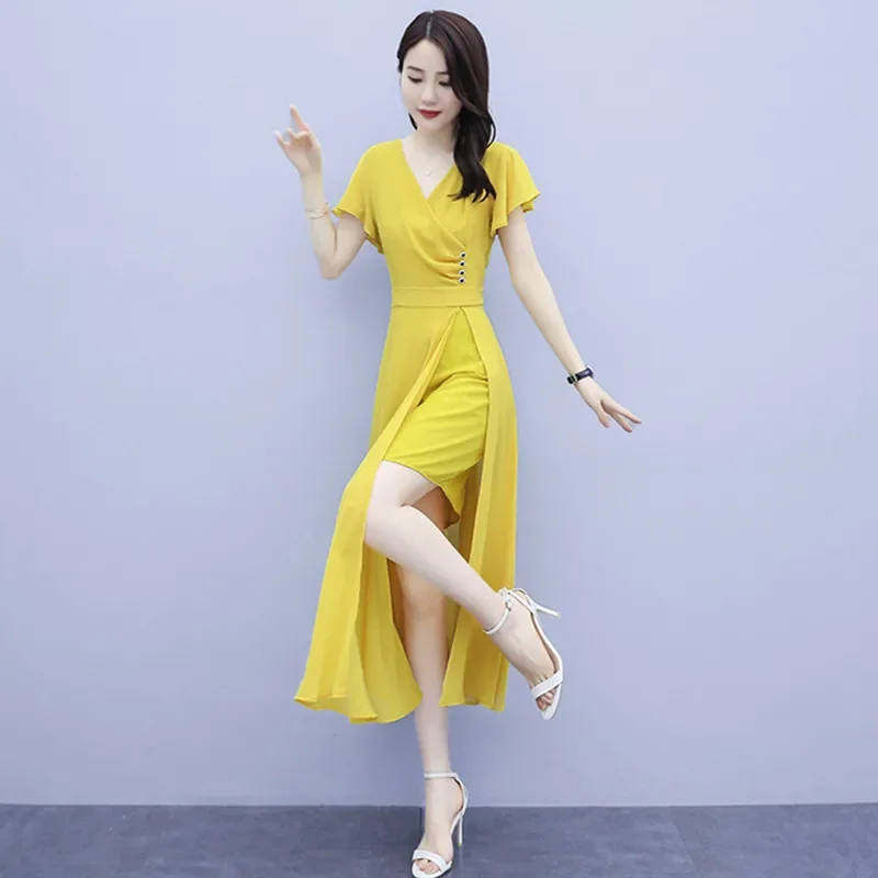 Women Chiffon Long Dress Summer New Fashion Elegant Short-sleeve Split Hem Slim Thin Full Dresses Female Red Black E8712
Women Chiffon Long Dress Summer New Fashion Elegant Short-sleeve Split Hem Slim Thin Full Dresses Female Red Black E8712