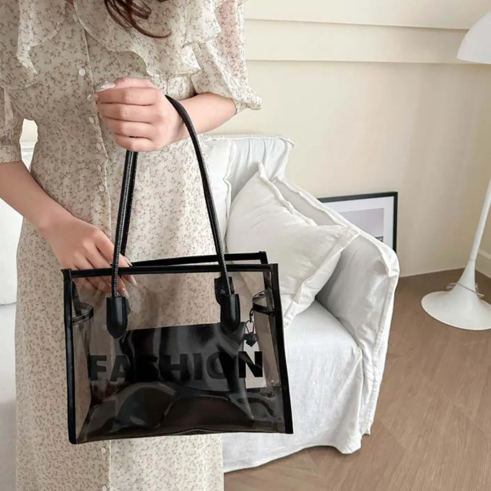 2pcs/set Large Capacity Transparent Jelly Bag PU Leather Fashion Clear PVC Handbag Waterproof Black PVC Composite Tote Bags
2pcs/set Large Capacity Transparent Jelly Bag PU Leather Fashion Clear PVC Handbag Waterproof Black PVC Composite Tote Bags