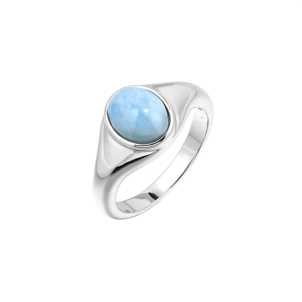 Trendy Silver Plated Rhodium 18K Gold Ring with Larimar Stone - Elegant Fashion Jewelry Accessory for Women
Trendy Silver Plated Rhodium 18K Gold Ring with Larimar Stone - Elegant Fashion Jewelry Accessory for Women