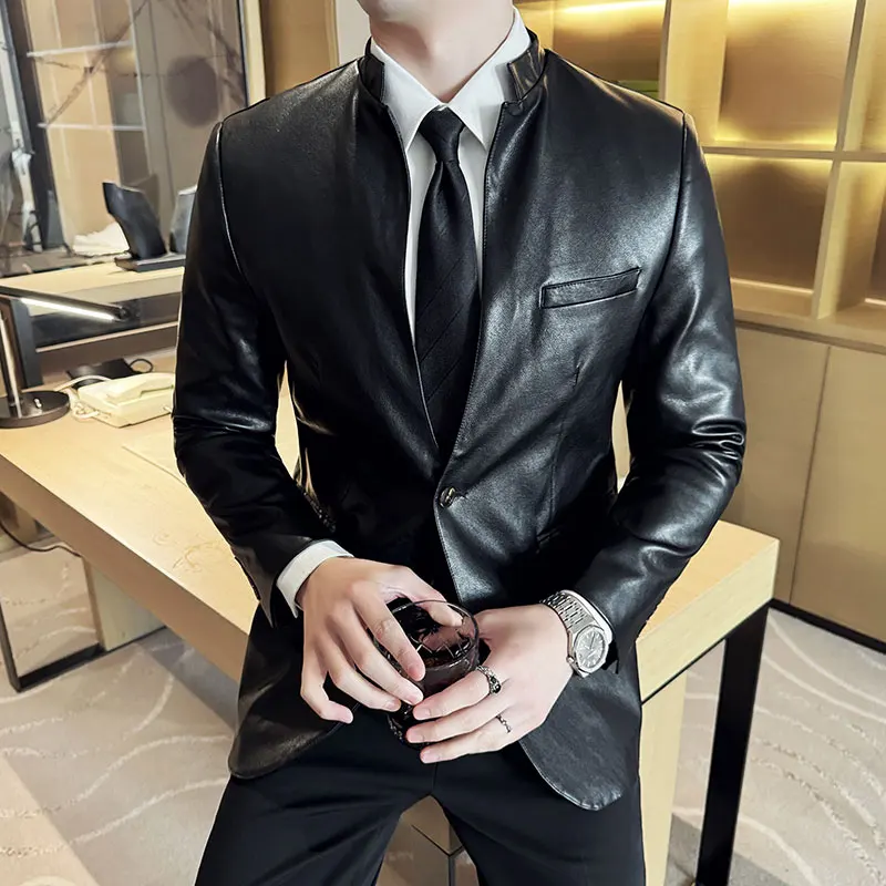 Мужская стильная кожаная куртка высокого качества на весну и осень, мужские облегающие кожаные куртки с воротником для деловых станций, пальто 4XL-M
Мужская стильная кожаная куртка высокого качества на весну и осень, мужские облегающие кожаные куртки с воротником для деловых станций, пальто 4XL-M