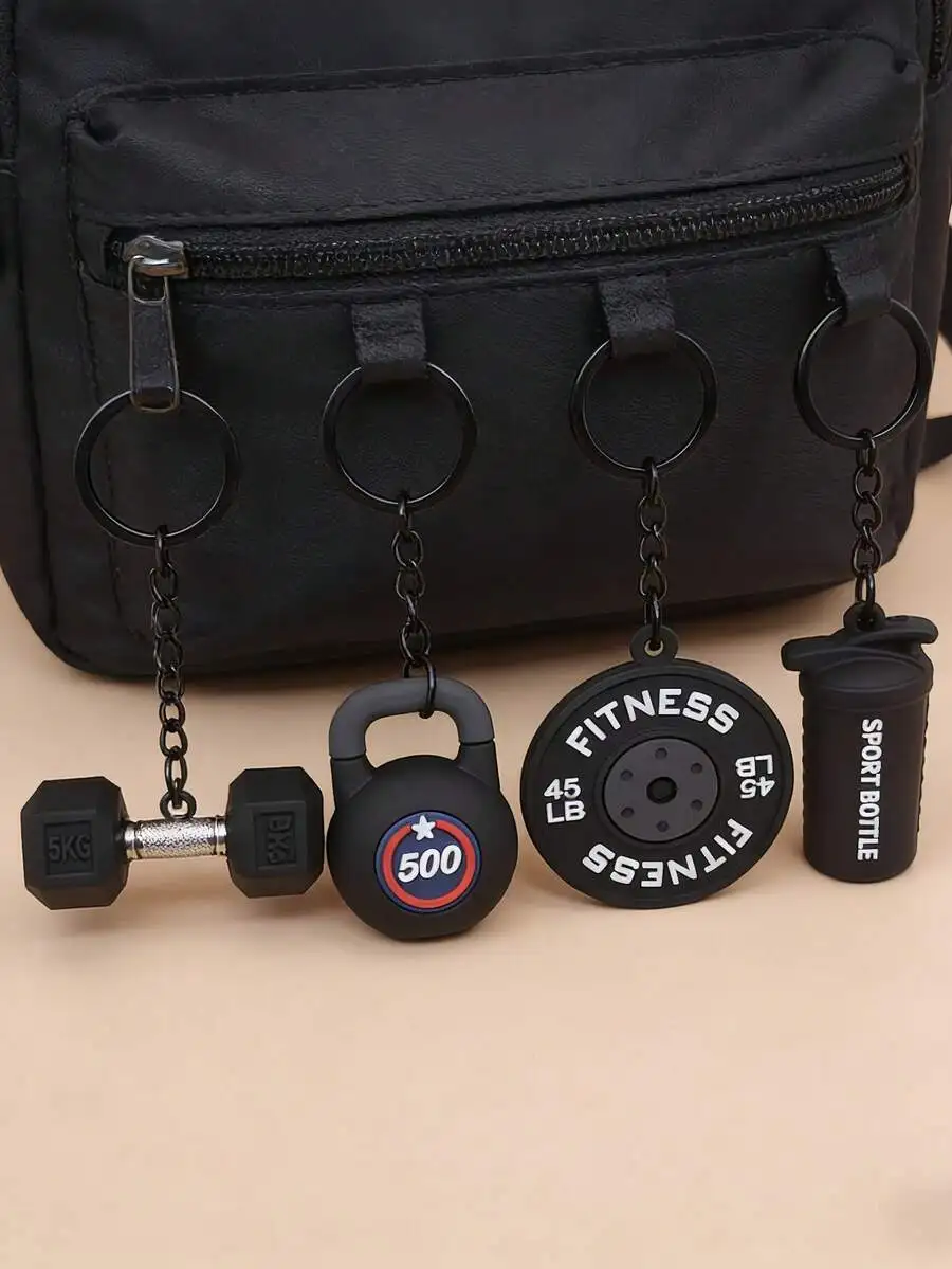 4pcs Black Mini Fitness Equipment Keychain Set Dumbbell Kettlebell Weight Plate Sport Bottle Charm For Adults
4pcs Black Mini Fitness Equipment Keychain Set Dumbbell Kettlebell Weight Plate Sport Bottle Charm For Adults