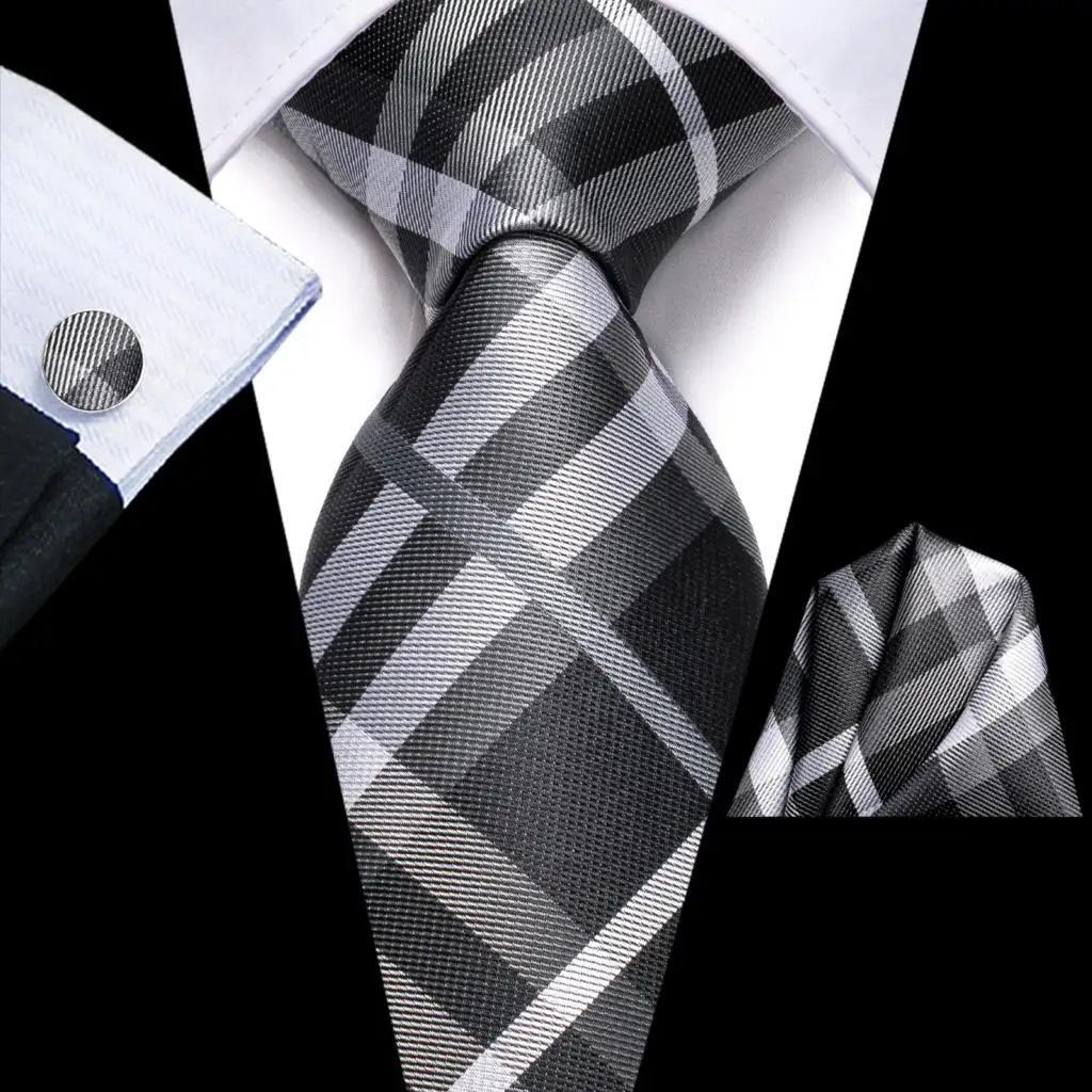 Black White Plaid Silk Wedding Tie For Men Handky Cufflink Gift Men Necktie Fashion Business Party Dropshiping Hi-Tie Designer
Black White Plaid Silk Wedding Tie For Men Handky Cufflink Gift Men Necktie Fashion Business Party Dropshiping Hi-Tie Designer