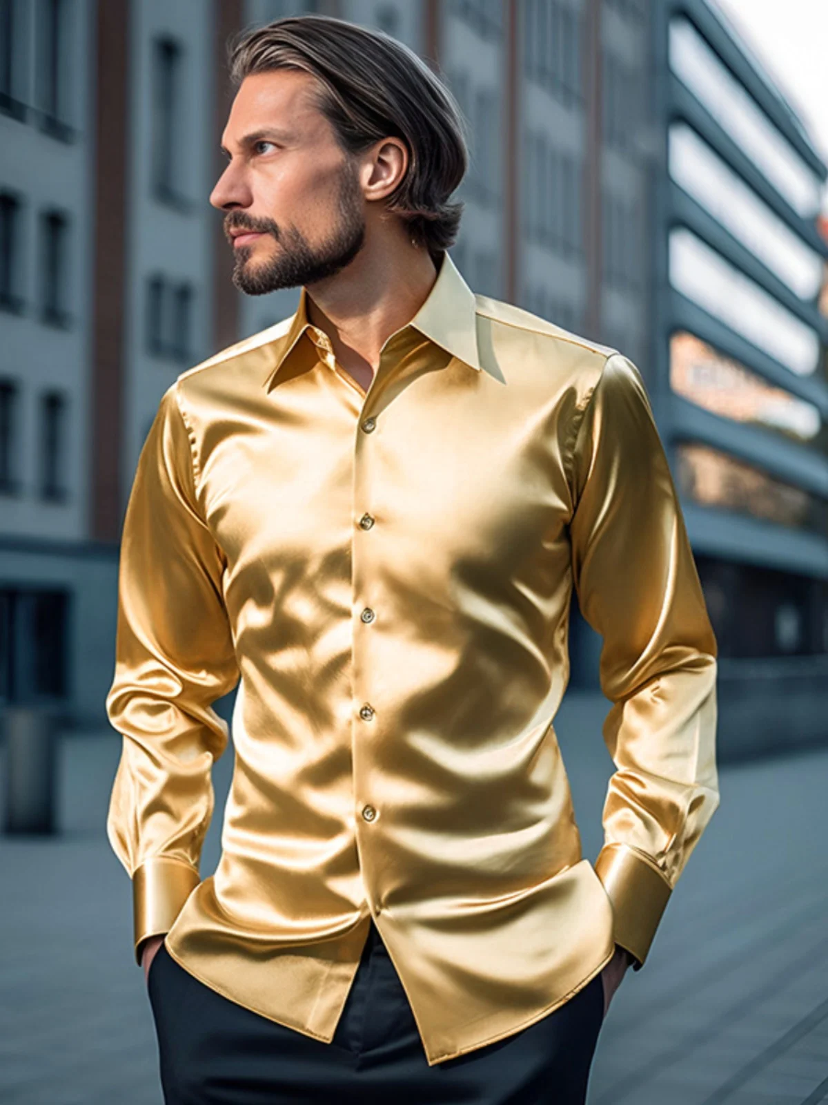 iny Satin Long Sve irt for Men Night Club Performance Clothes Ice Sensation Loose Fit Spring Season Pure Color
iny Satin Long Sve irt for Men Night Club Performance Clothes Ice Sensation Loose Fit Spring Season Pure Color
