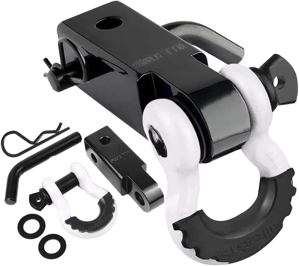 Tow Hitch Receiver 2", 45,000 Lbs Break Strength Shackle Hitch Receiver with 5/8" Screw Pin, 3/4 Shackle, Off-Road White&Black
Tow Hitch Receiver 2", 45,000 Lbs Break Strength Shackle Hitch Receiver with 5/8" Screw Pin, 3/4 Shackle, Off-Road White&Black