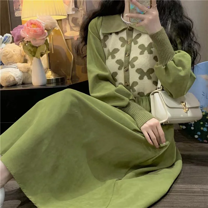 Женское трикотажное платье средней длины, элегантное приталенное платье во французском ретро-стиле с отложным воротником и рукавами-фонариками и высокой талией, осень 2022
Женское трикотажное платье средней длины, элегантное приталенное платье во французском ретро-стиле с отложным воротником и рукавами-фонариками и высокой талией, осень 2022