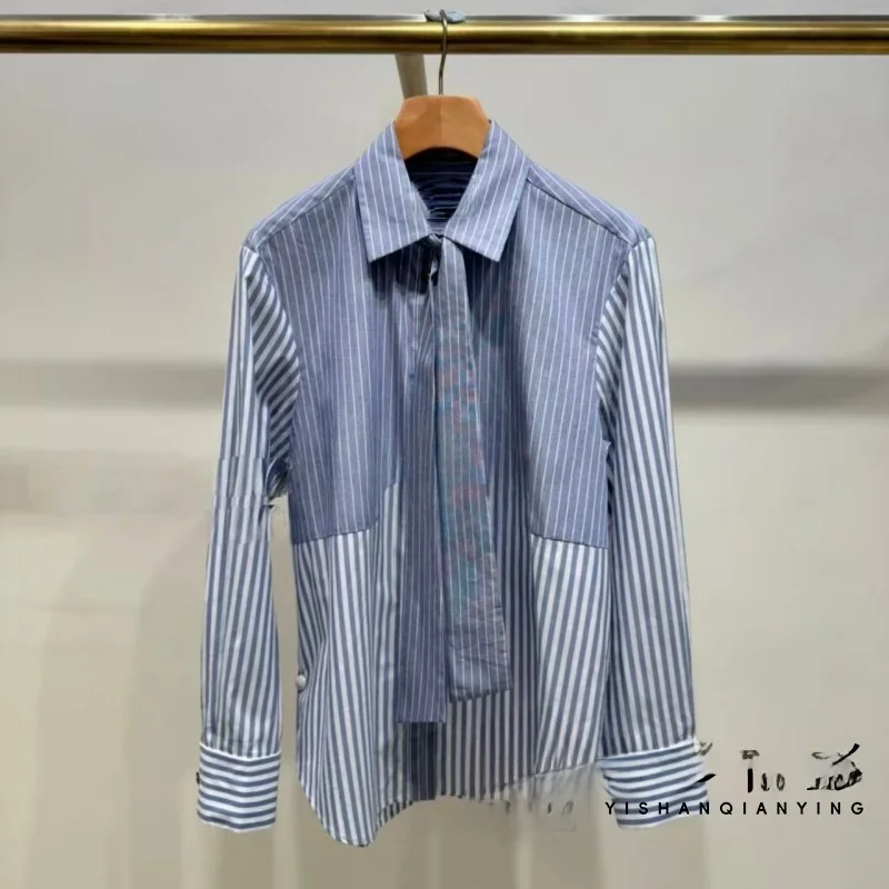 Хлопковая полосатая футболка для женщин с модным бантом, дышащая, приятная к телу, осень 2025, прямой крой
Хлопковая полосатая футболка для женщин с модным бантом, дышащая, приятная к телу, осень 2025, прямой крой