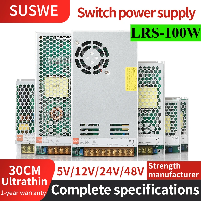 SUSWE LRS-100W 5 В 12 В 24 В 36 В 48 В тонкий импульсный источник питания серии NES/RS/S
SUSWE LRS-100W 5 В 12 В 24 В 36 В 48 В тонкий импульсный источник питания серии NES/RS/S