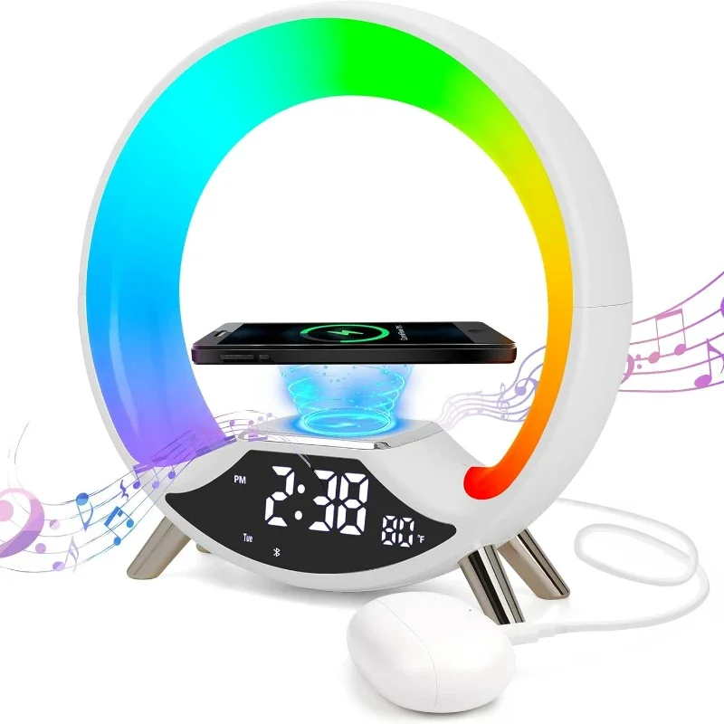 Alarm Clock With Fast Wireless Charger Station And Bluetooth, Sunrise Simulation Light, Sleep Aid, Dual Alarms, Fm Radio, 10 Col
Alarm Clock With Fast Wireless Charger Station And Bluetooth, Sunrise Simulation Light, Sleep Aid, Dual Alarms, Fm Radio, 10 Col
