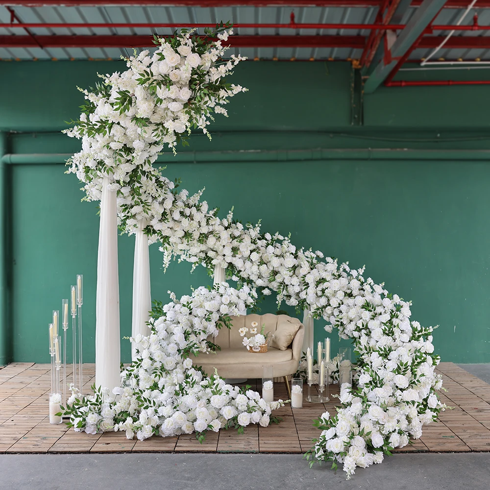 Wedding Spiral Arch Artificial Flower Arrangement H2.8m W3.1m Green White Flowers for Event Stage Backdrop Decoration HY2781
Wedding Spiral Arch Artificial Flower Arrangement H2.8m W3.1m Green White Flowers for Event Stage Backdrop Decoration HY2781