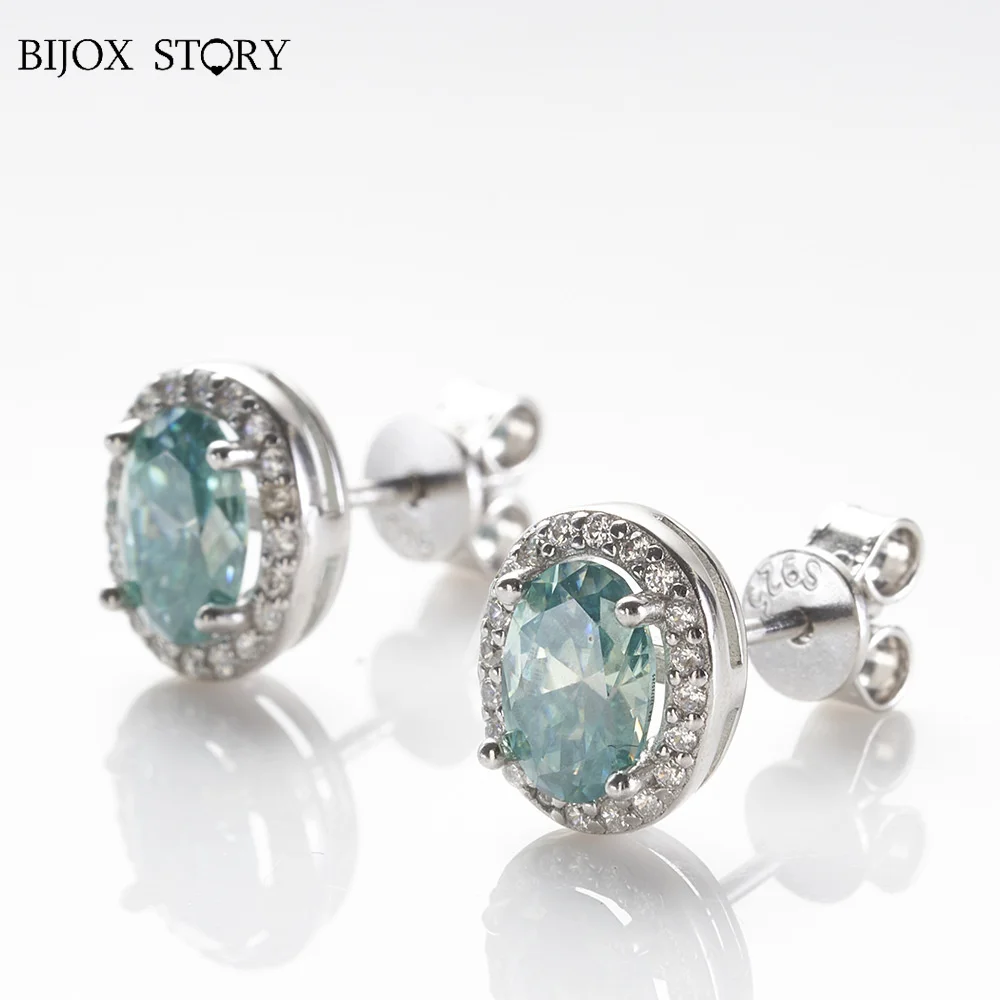 Oval Cut Moissanite Stud Earrings Blue Green D Color VVS Lady's S925 Sterling Sliver Top Quality Classic Earrings For Women
Oval Cut Moissanite Stud Earrings Blue Green D Color VVS Lady's S925 Sterling Sliver Top Quality Classic Earrings For Women