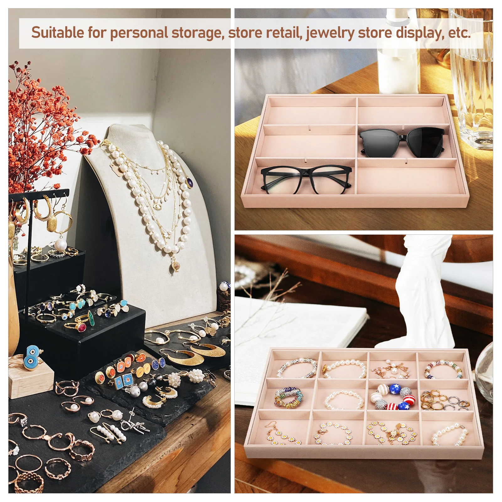2pcs Jewelry Tray Drawer Inserts Stackable Jewelry Trays Adjustable Compartments Ring Storage Display Holder Case
2pcs Jewelry Tray Drawer Inserts Stackable Jewelry Trays Adjustable Compartments Ring Storage Display Holder Case