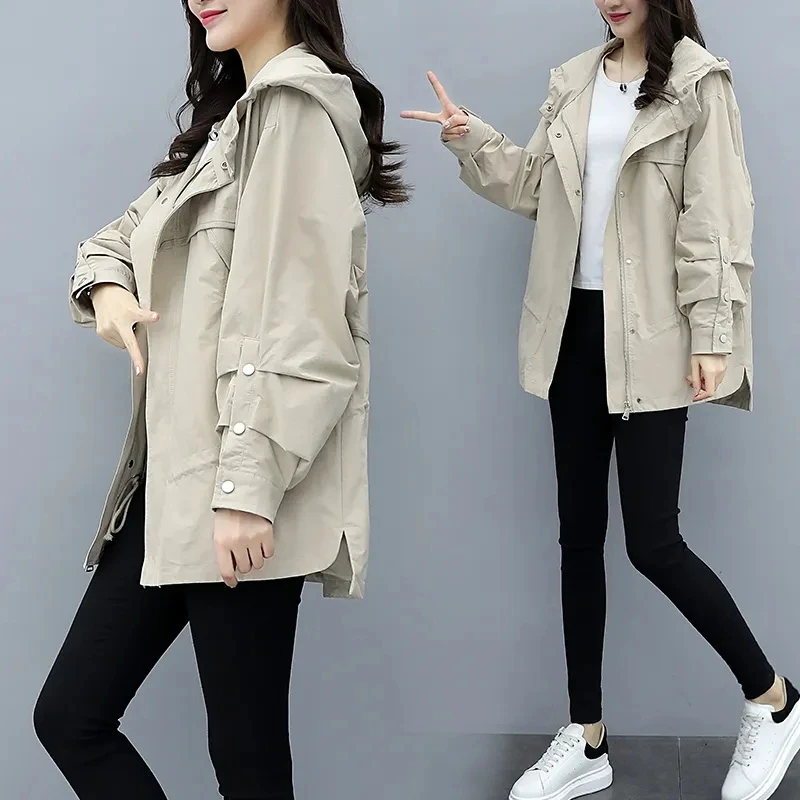 Pink Windbreaker Women's Mid-Length Trench Coat 2024 Spring And Autumn New Korean Loose Hooded Plus Size Black Jacket Female
Pink Windbreaker Women's Mid-Length Trench Coat 2024 Spring And Autumn New Korean Loose Hooded Plus Size Black Jacket Female