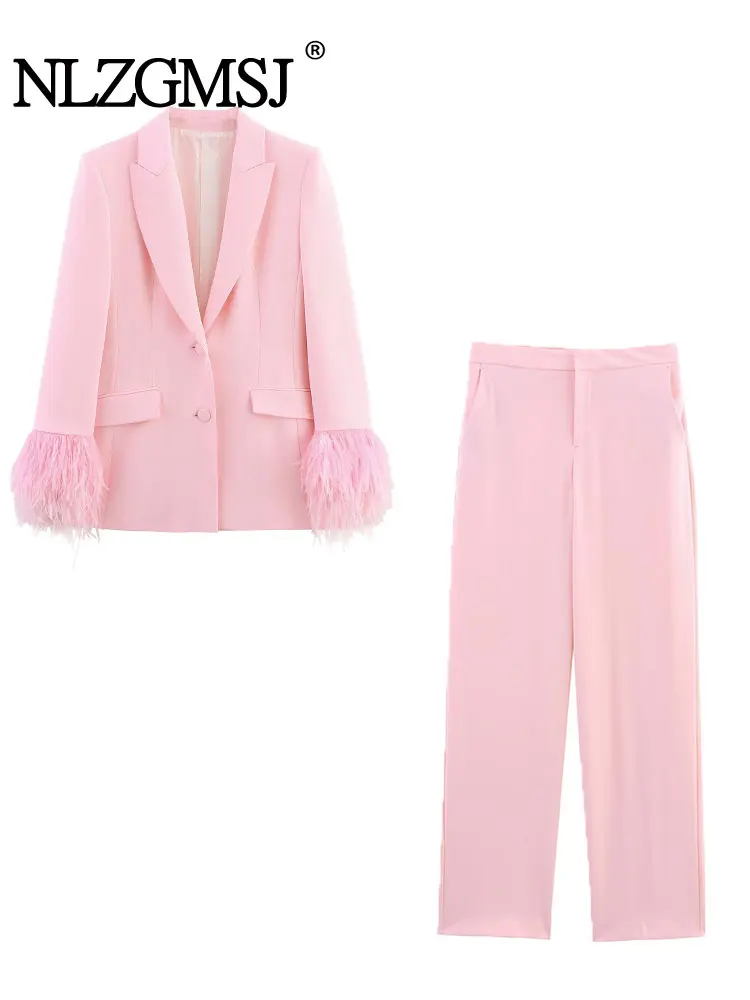 NLZGMSJ 2025 Осенний женский костюм и брюки, комплекты для женщин, модный пиджак с орнаментом из перьев, пальто, элегантный комплект из двух предметов, женский наряд 
NLZGMSJ 2025 Осенний женский костюм и брюки, комплекты для женщин, модный пиджак с орнаментом из перьев, пальто, элегантный комплект из двух предметов, женский наряд