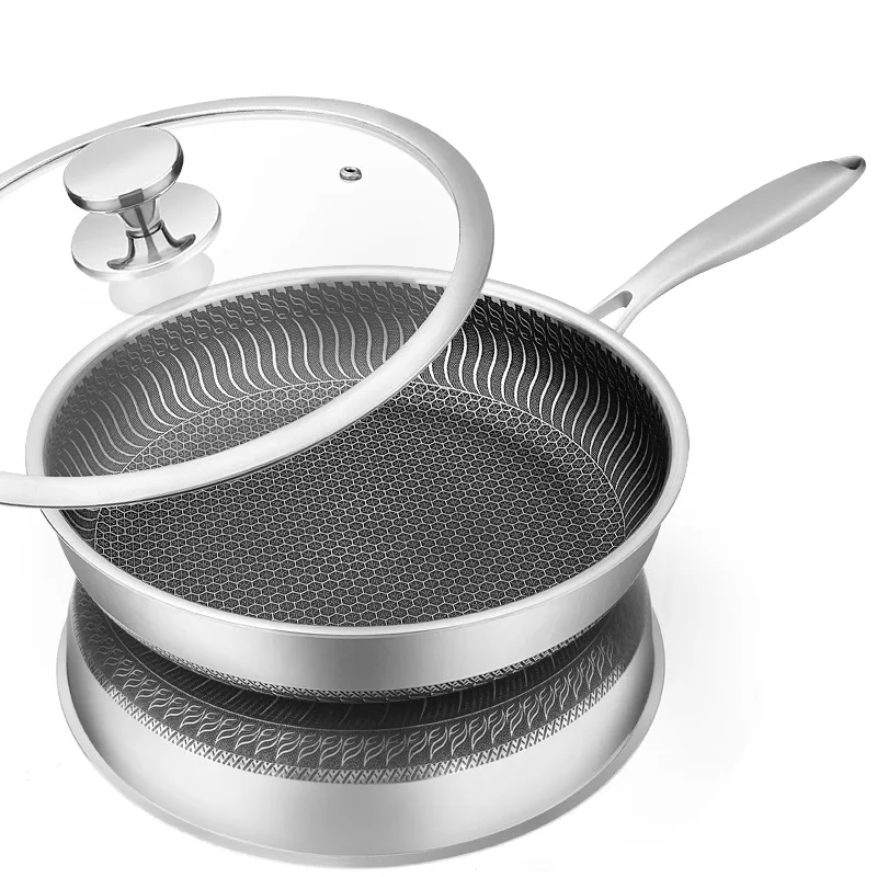 Stainless Steel Frying Pan Nonstick Honeycomb Fry Pan With Lid Induction Ceramic Electric Gas Cooktops Compatible KC0480
Stainless Steel Frying Pan Nonstick Honeycomb Fry Pan With Lid Induction Ceramic Electric Gas Cooktops Compatible KC0480