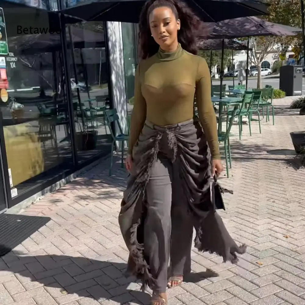 Unique Draped Fringe High Waist Wide Leg Pants
Unique Draped Fringe High Waist Wide Leg Pants