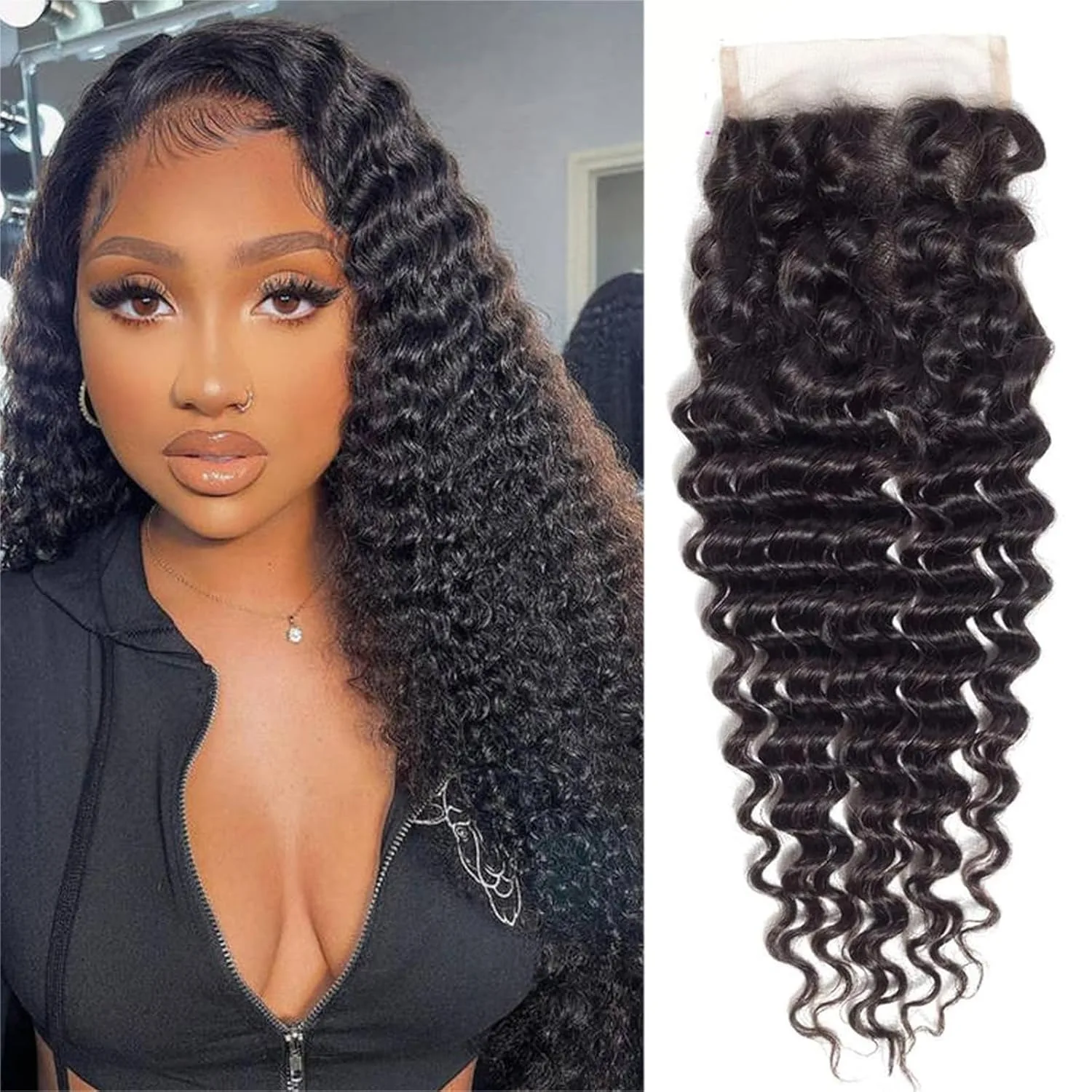 4x4 Lace closure Deep Wave Transparent Lace Closure Curly Wave Lace Closure 100% Remy Human Hair pre plucked Nature Black
4x4 Lace closure Deep Wave Transparent Lace Closure Curly Wave Lace Closure 100% Remy Human Hair pre plucked Nature Black