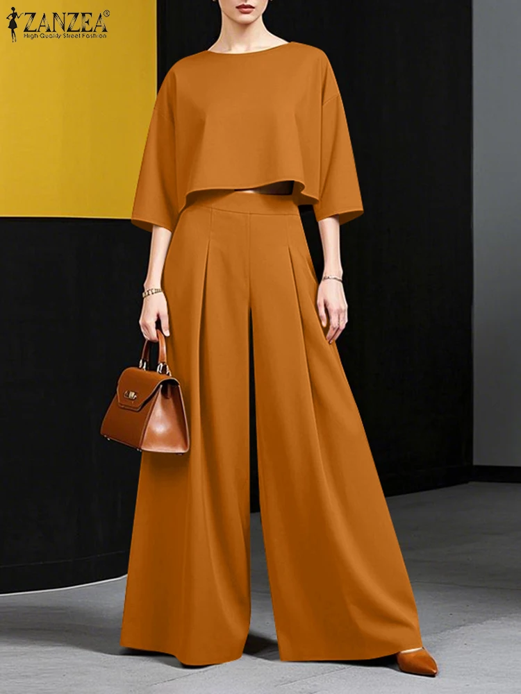 ZANZEA Summer 2PCS Women Pant Sets Fashion Matching Sets 3/4 Sleeve Blouse Loose Wide Leg Trousers Suit Elegant Work OL Outfits
ZANZEA Summer 2PCS Women Pant Sets Fashion Matching Sets 3/4 Sleeve Blouse Loose Wide Leg Trousers Suit Elegant Work OL Outfits