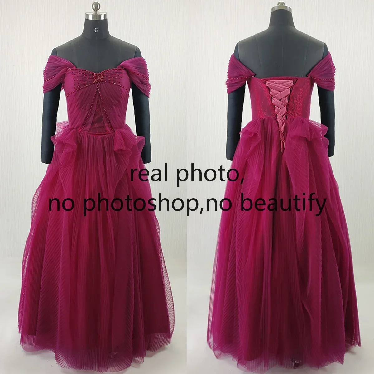 Customized Real Photo Evening Dress Wine Red Off the Shoulder Beads A-line Floor Length Plus size Woman Party Formal Gown B1524
Customized Real Photo Evening Dress Wine Red Off the Shoulder Beads A-line Floor Length Plus size Woman Party Formal Gown B1524