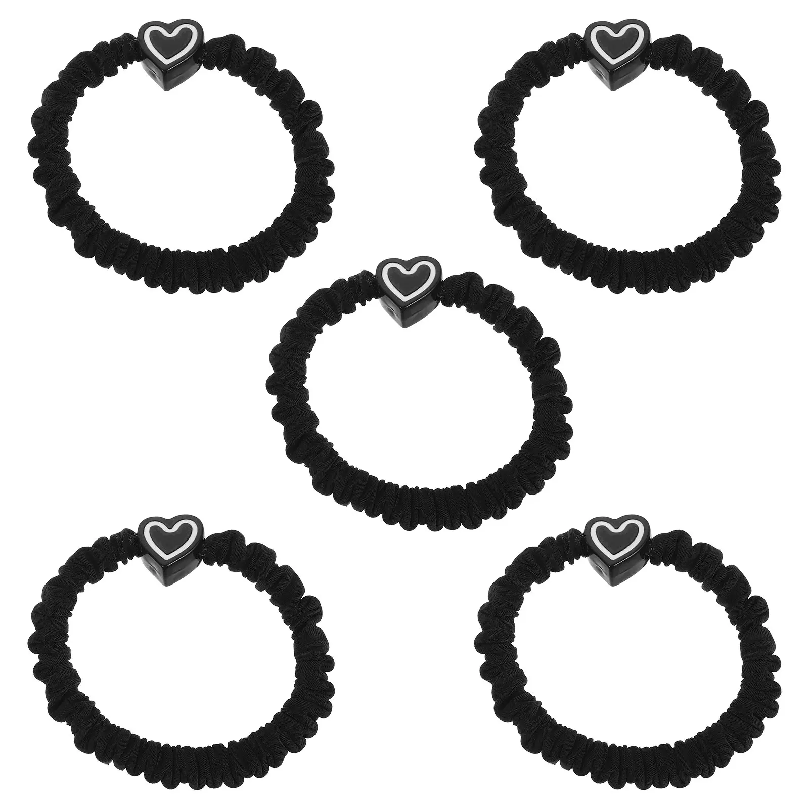 5pcs Heart Design High Elastic Thick Hair Ties Scrunchies For Women Girls No Damage Ponytail Holders Stylish Black Hair Bands
5pcs Heart Design High Elastic Thick Hair Ties Scrunchies For Women Girls No Damage Ponytail Holders Stylish Black Hair Bands