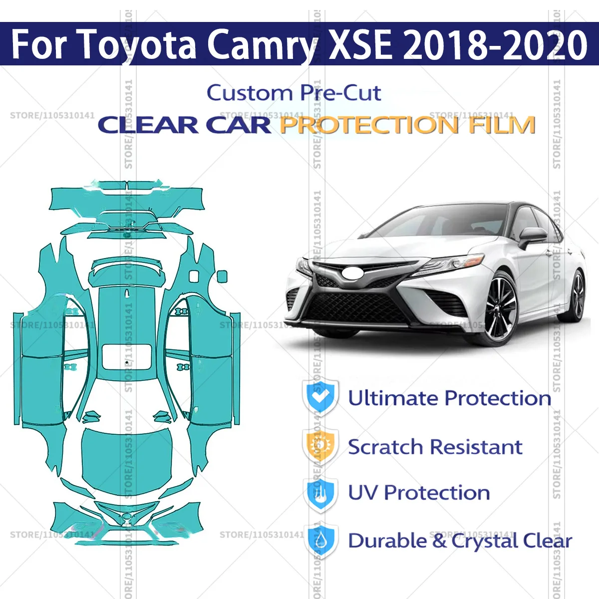 Для Toyota Camry XSE 2018-2020: Предварительно вырезанная прозрачная защитная пленка (PPF) для автомобиля, профессиональная пленка для полной оклейки кузова.
Для Toyota Camry XSE 2018-2020: Предварительно вырезанная прозрачная защитная пленка (PPF) для автомобиля, профессиональная пленка для полной оклейки кузова.