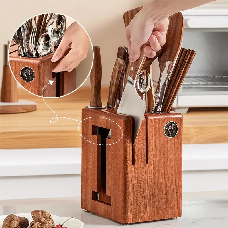 Блок ножей из дерева акации — кухонный держатель на 6 слотов со сливными отверстиями и вентиляцией — нержавеющий органайзер для столовых приборов для шеф-повара/дома 
Блок ножей из дерева акации — кухонный держатель на 6 слотов со сливными отверстиями и вентиляцией — нержавеющий органайзер для столовых приборов для шеф-повара/дома