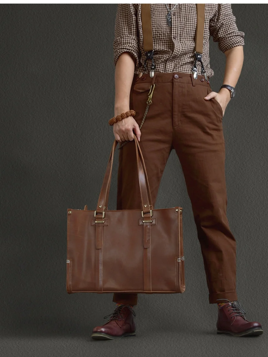 High Quality Retro Handmade Style Thick Cowhide Men's Business Shoulder Tote Bag Leather One-Shoulder Portable
High Quality Retro Handmade Style Thick Cowhide Men's Business Shoulder Tote Bag Leather One-Shoulder Portable