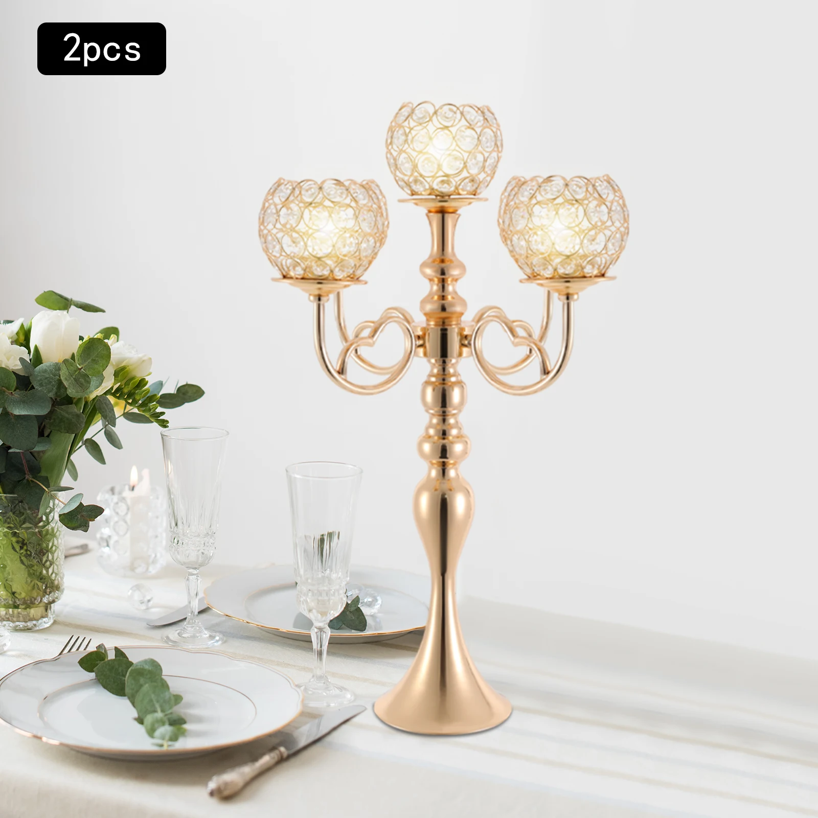 2Pcs 5-Arm Candle Holders, 21.5 Inch Gold Tabletop Candelabra, Candle Stand for Real/Simulation Candles, Perfect for Home Decor
2Pcs 5-Arm Candle Holders, 21.5 Inch Gold Tabletop Candelabra, Candle Stand for Real/Simulation Candles, Perfect for Home Decor