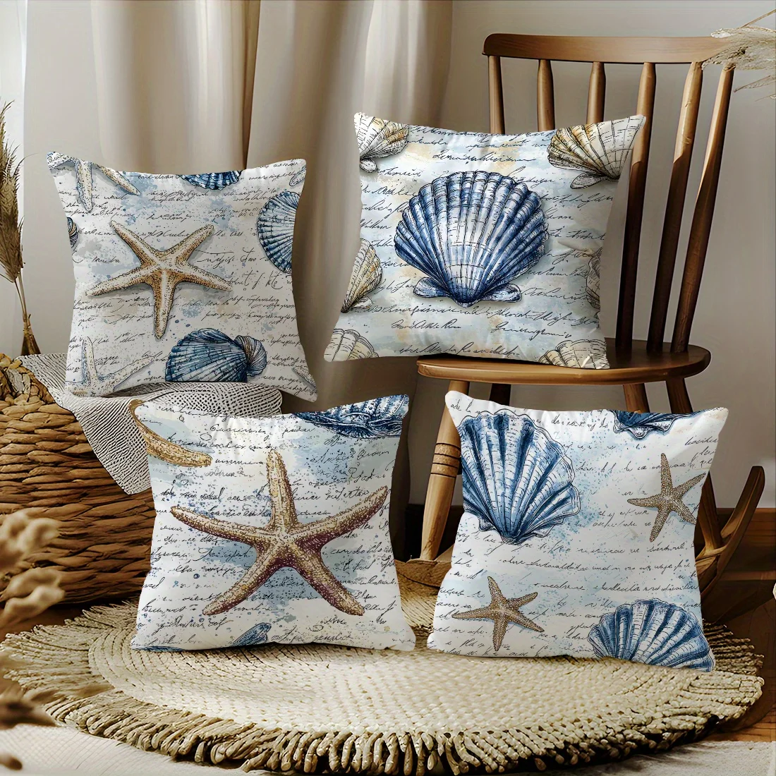 Vintage Starfish Coastal Cushion Covers Double-Sided Pillowcases Set of 4 Shell Decorative Pillow Cases for Sofa Bed
Vintage Starfish Coastal Cushion Covers Double-Sided Pillowcases Set of 4 Shell Decorative Pillow Cases for Sofa Bed