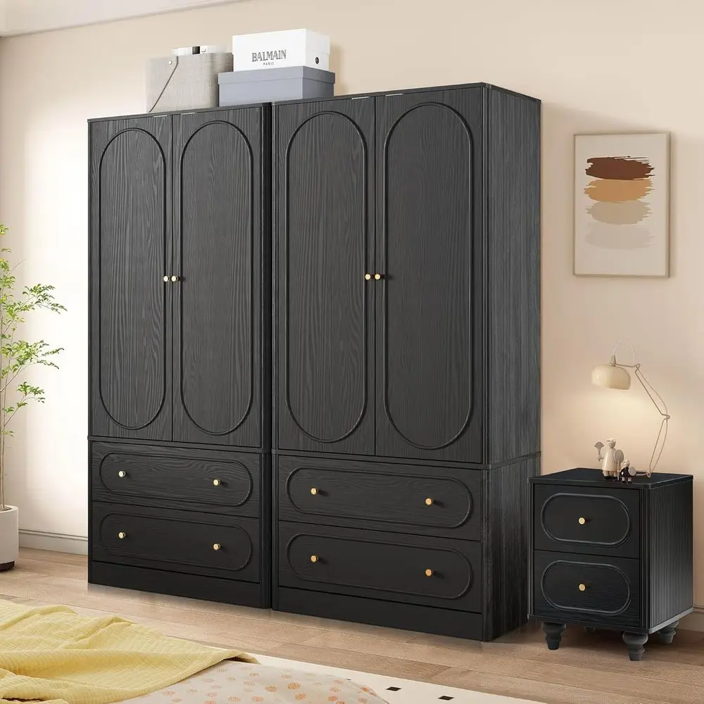 Large Capacity Wooden Armoire with Doors and Drawers for Bedroom or Living Room - Black
Large Capacity Wooden Armoire with Doors and Drawers for Bedroom or Living Room - Black