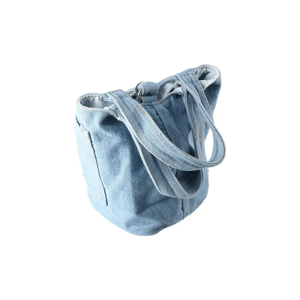 Portable Large Capacity Denim Bucket Bag With Hole Handbag Tote Bag Phone Pockets Shoulder Bag Canvas Lunch Bag Girls
Portable Large Capacity Denim Bucket Bag With Hole Handbag Tote Bag Phone Pockets Shoulder Bag Canvas Lunch Bag Girls