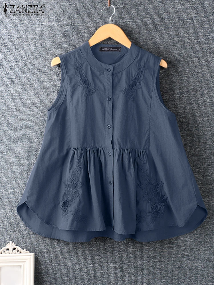 ZANZEA Women Embroidery Sleeveless Tank Tops 2025 Summer Tees Casual Loose Round Neck Ruffled Shirts Fashion Solid Color Top
ZANZEA Women Embroidery Sleeveless Tank Tops 2025 Summer Tees Casual Loose Round Neck Ruffled Shirts Fashion Solid Color Top