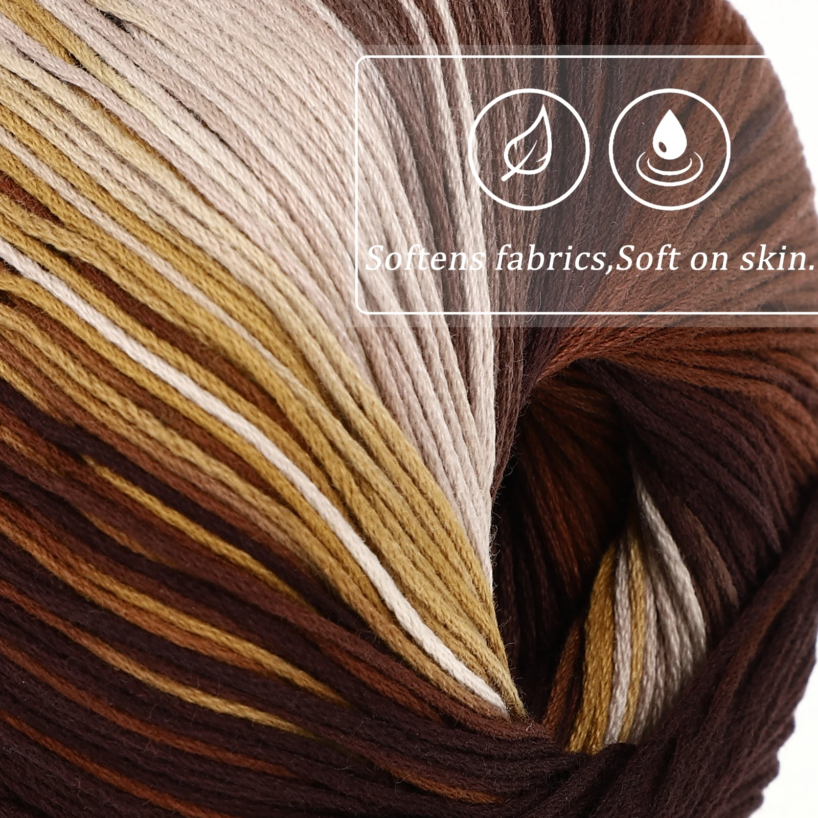 133M Crochet Cotton Yarn Gradient Brown Pastel Rainbow Colors Soft Washable Knitting Material Warm Comfortable 
133M Crochet Cotton Yarn Gradient Brown Pastel Rainbow Colors Soft Washable Knitting Material Warm Comfortable