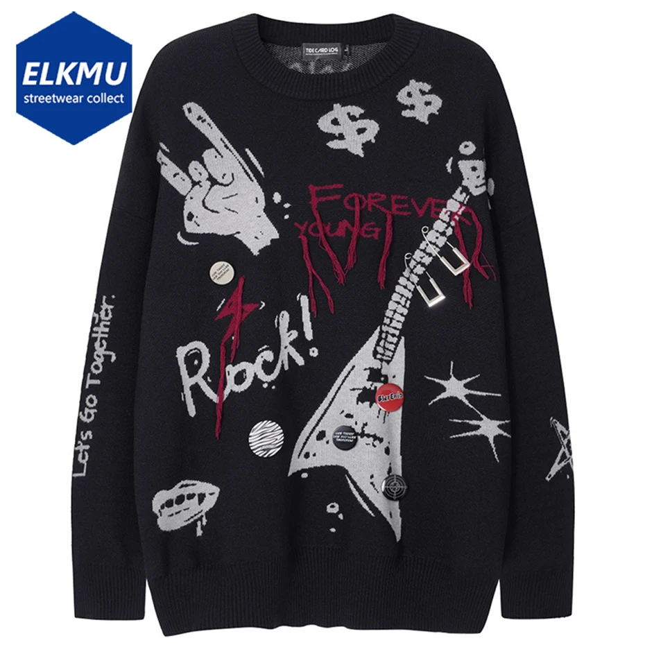 Harajuku Oversized Hip Hop Sweater Fashion Loose Knitted Pullover Jumper Black Gray Y2K Streetwear Sweaters
Harajuku Oversized Hip Hop Sweater Fashion Loose Knitted Pullover Jumper Black Gray Y2K Streetwear Sweaters