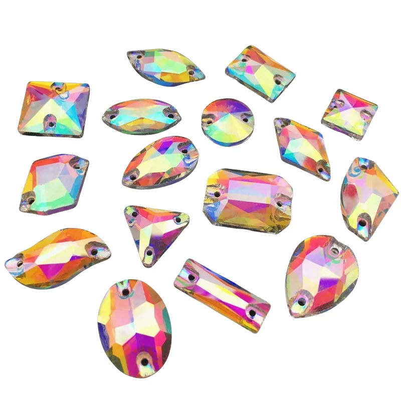 All shape Sew On Rhinestone Sewing Crystal Flatback Glass Button Holes Rivoli Oval Pear Triangle AB Color For Wedding Dress
All shape Sew On Rhinestone Sewing Crystal Flatback Glass Button Holes Rivoli Oval Pear Triangle AB Color For Wedding Dress