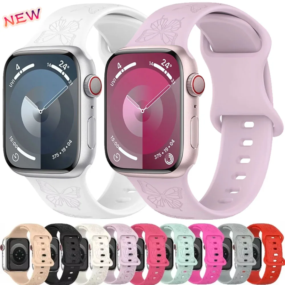 Engraved Silicone Strap For Apple Watch Band 46mm 42mm 45mm 41mm 44mm 40mm 49mm Pattern Bracelet iWatch Ultra 10 9 8 7 6 5 4 SE
Engraved Silicone Strap For Apple Watch Band 46mm 42mm 45mm 41mm 44mm 40mm 49mm Pattern Bracelet iWatch Ultra 10 9 8 7 6 5 4 SE