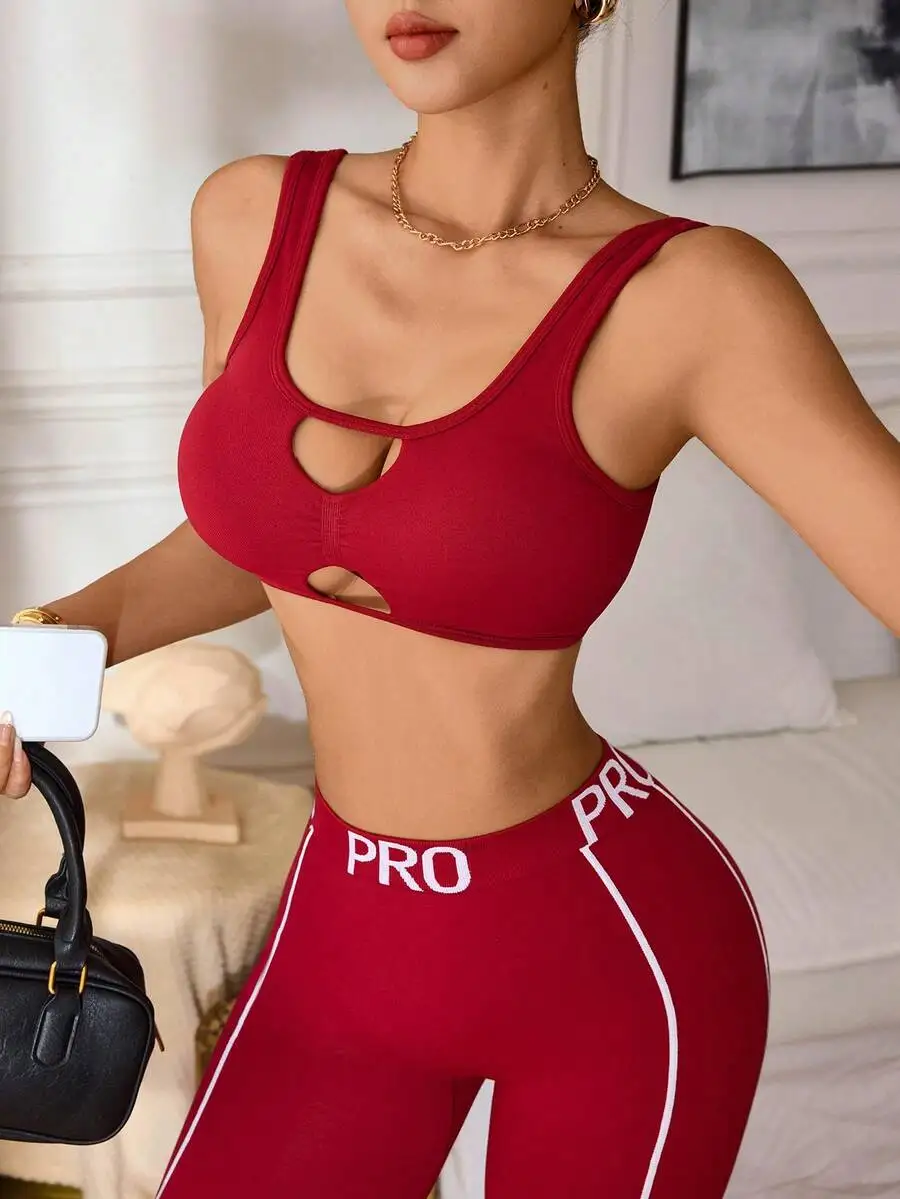 Women Solid Color Hollow Out Scoop Neck Tank Top And High Waist Leggings Sport Set
Women Solid Color Hollow Out Scoop Neck Tank Top And High Waist Leggings Sport Set
