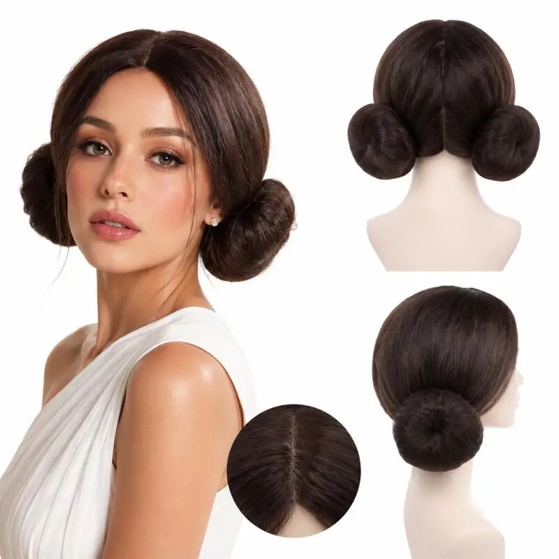 Vintage Side Bun Wig Women Brown Synthetic Hairpiece Cosplay Costume Wig Princess Style Two Side Buns Double Bun Updo Hair Prop
Vintage Side Bun Wig Women Brown Synthetic Hairpiece Cosplay Costume Wig Princess Style Two Side Buns Double Bun Updo Hair Prop
