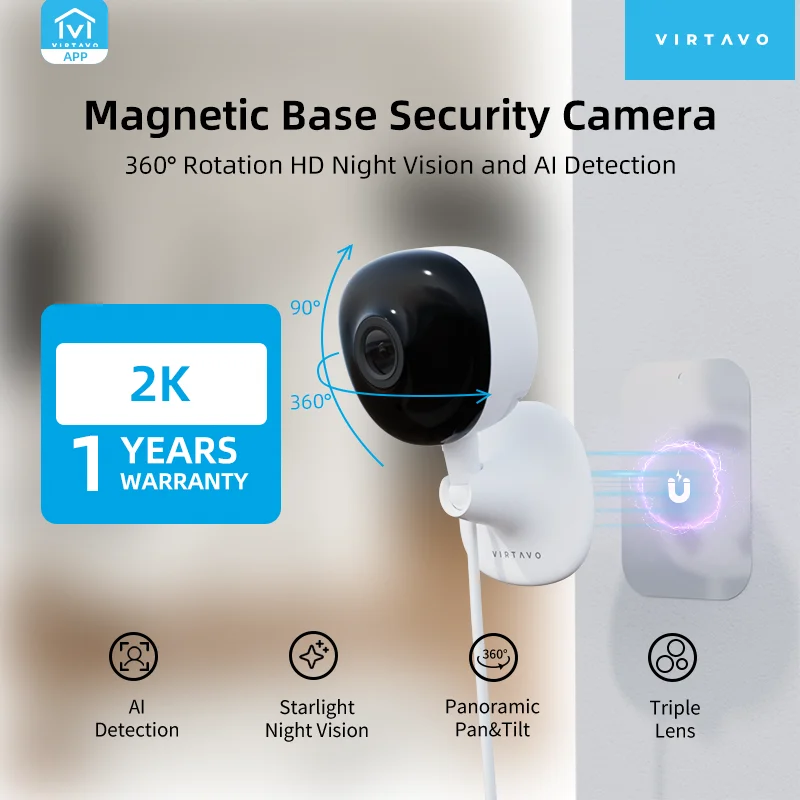 virtavo ET1 Cam, 2K Smart Home Security Camera, Indoor/Outdoor, Pet/Baby Monitor, Motion Detection, Color Night Vision, 2.4G WiF
virtavo ET1 Cam, 2K Smart Home Security Camera, Indoor/Outdoor, Pet/Baby Monitor, Motion Detection, Color Night Vision, 2.4G WiF