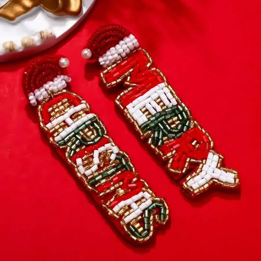 Handmade Beaded Christmas Bow Drop Earrings For Women Festive Holiday Jewelry
Handmade Beaded Christmas Bow Drop Earrings For Women Festive Holiday Jewelry