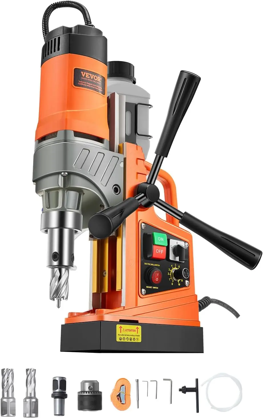 Magnetic Drill, 1450W Motor 1.6 in Boring Diameter, 2810 lbf Portable Electric Mag Drill Press, with 2 Coring Bits, Variable Spe
Magnetic Drill, 1450W Motor 1.6 in Boring Diameter, 2810 lbf Portable Electric Mag Drill Press, with 2 Coring Bits, Variable Spe