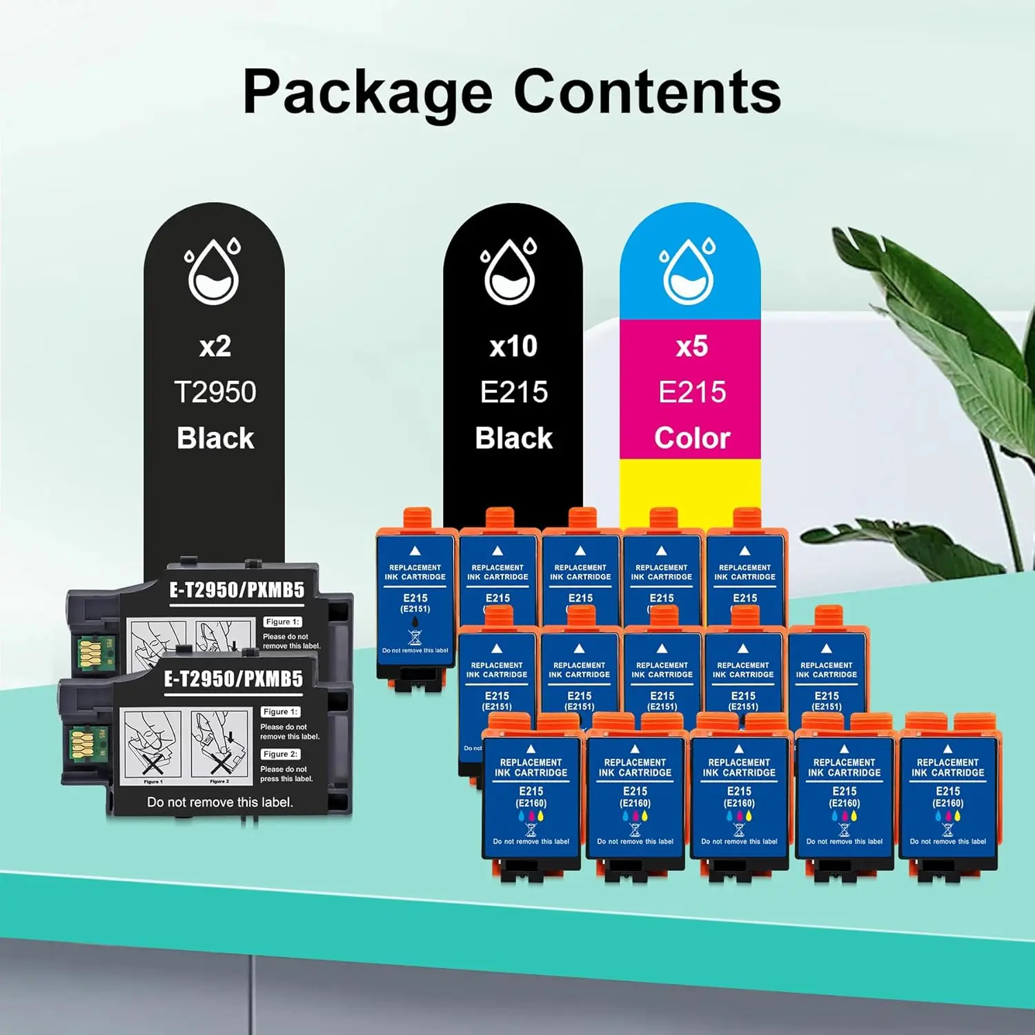 Чернильный картридж T215 215 для Workforce WF-100 WF-110 EC-110 WF 100 110 EC 110 (10 черный, 5 трехцветных, 2 коробки для обслуживания T2950)
Чернильный картридж T215 215 для Workforce WF-100 WF-110 EC-110 WF 100 110 EC 110 (10 черный, 5 трехцветных, 2 коробки для обслуживания T2950)