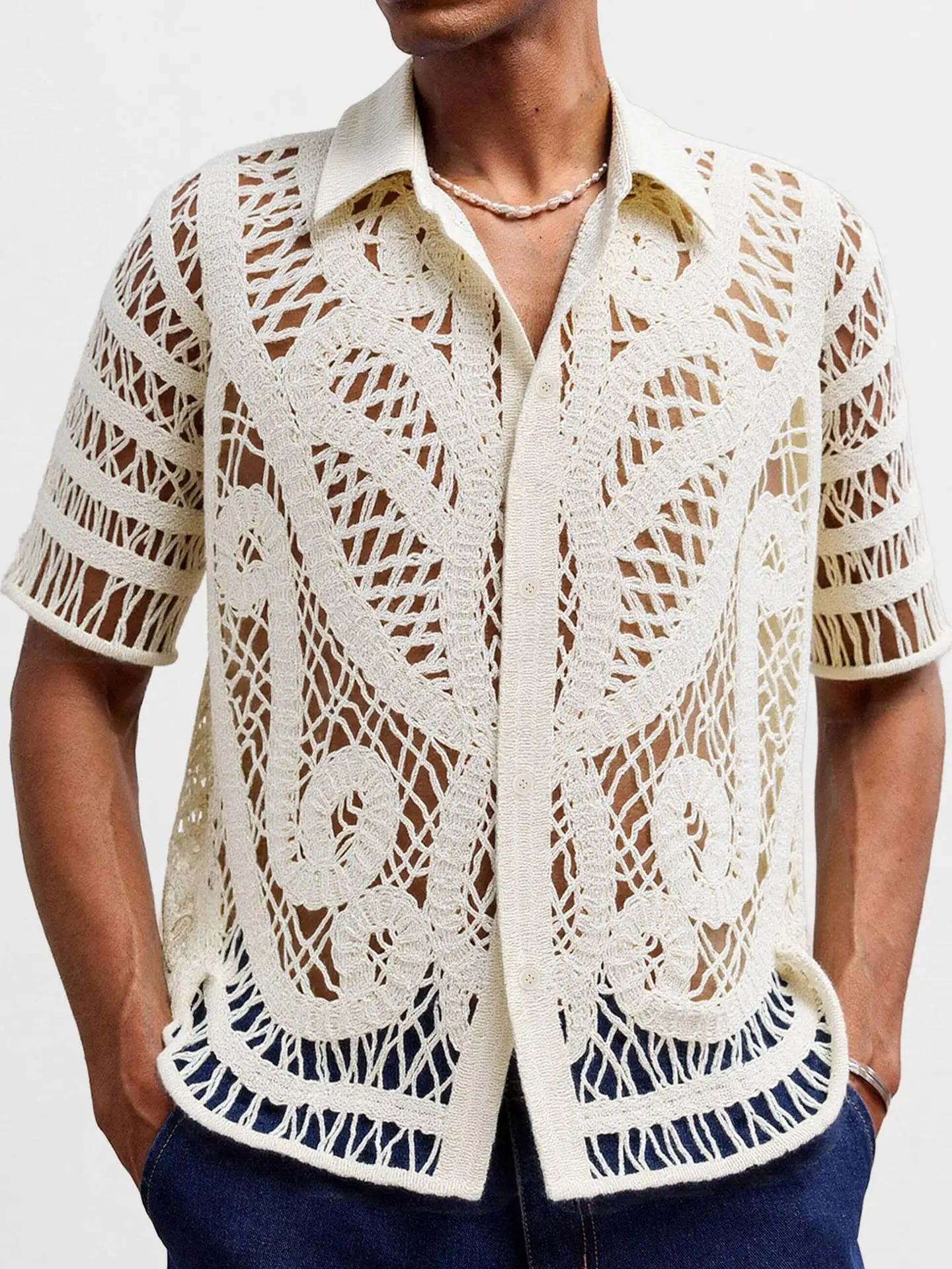 Sexy Men's Hollow Knitted ort Sve irt Faion Urban Sle Summer Thin Fabric Casual Wear ort Sve Tops
Sexy Men's Hollow Knitted ort Sve irt Faion Urban Sle Summer Thin Fabric Casual Wear ort Sve Tops