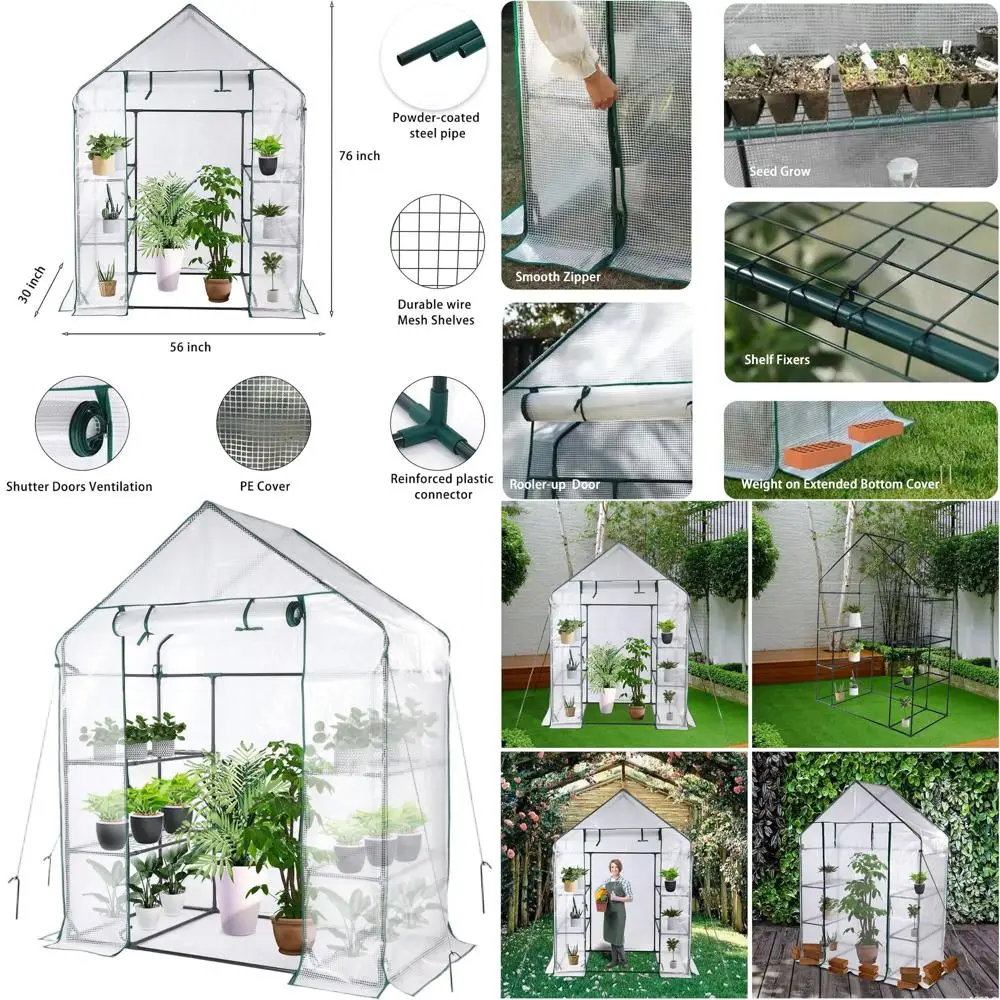 Portable Mini Walk-in Greenhouse with Roll-up Zipper Door and UV-Resistant Cover
Portable Mini Walk-in Greenhouse with Roll-up Zipper Door and UV-Resistant Cover