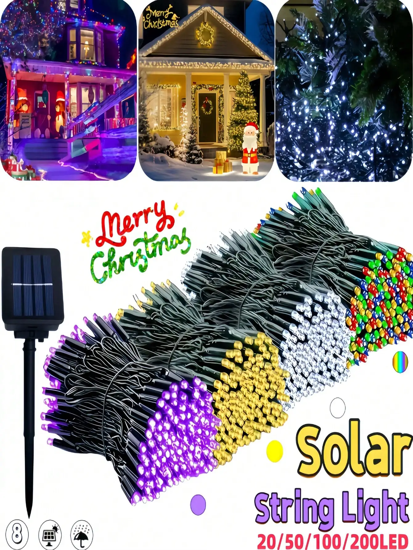 1PC Outdoor Solar String Lights - 20/50/100 LED Solar Christmas Lights With 8 Lighting Modes, IP65 Waterproof, For Yard, Fence, Balcony, Party, Christmas Tree Decoration, Wedding, Garden Decor
1PC Outdoor Solar String Lights - 20/50/100 LED Solar Christmas Lights With 8 Lighting Modes, IP65 Waterproof, For Yard, Fence, Balcony, Party, Christmas Tree Decoration, Wedding, Garden Decor
