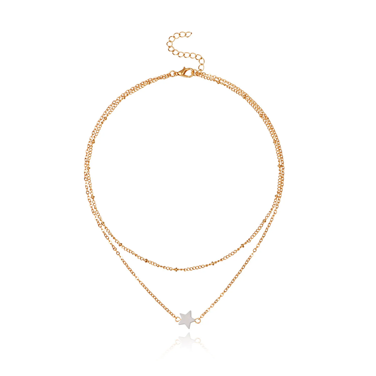 Fashion hot sale shell five-pointed star pendant necklace, women's double star bead chain necklace
Fashion hot sale shell five-pointed star pendant necklace, women's double star bead chain necklace
