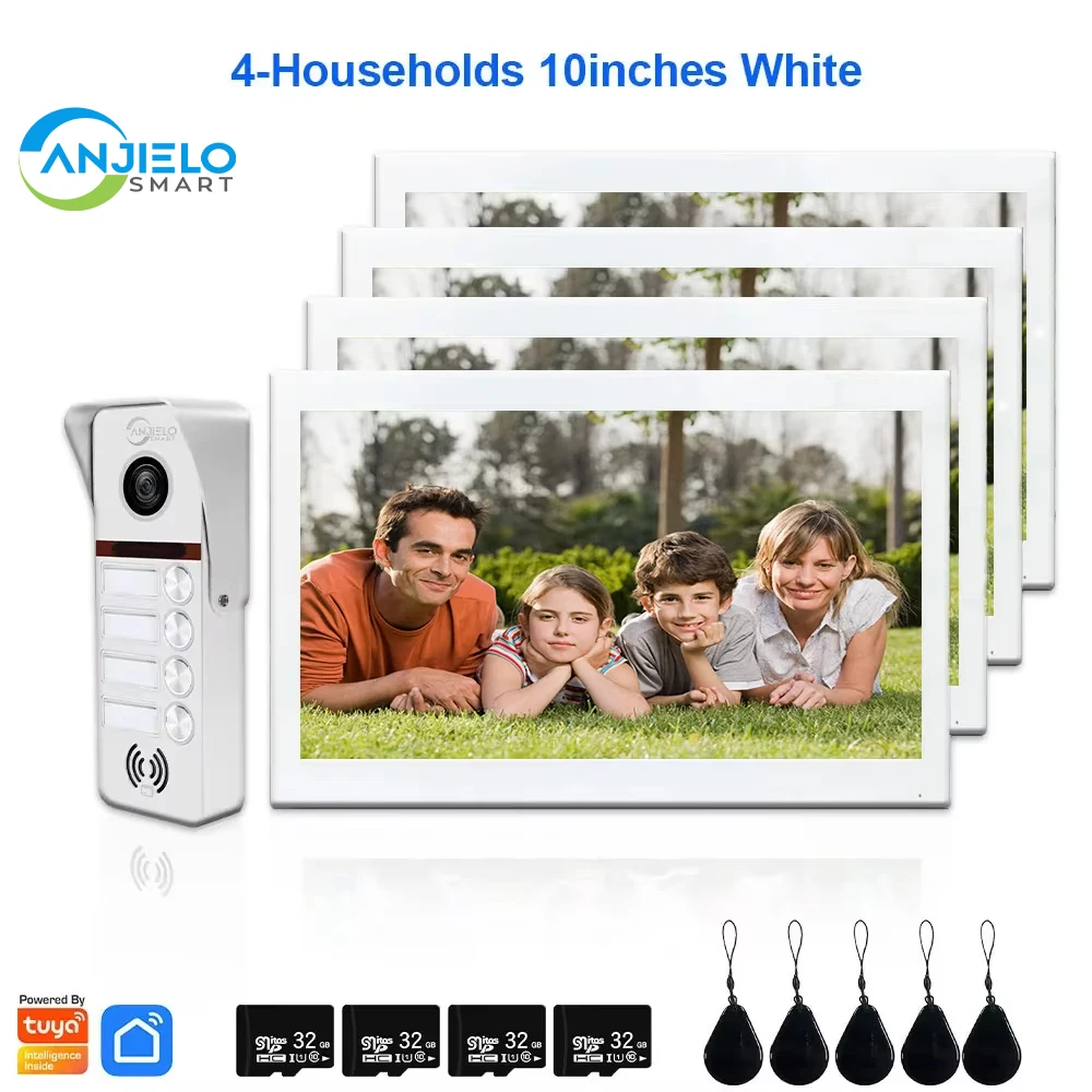 Интеллектуальная 4-блоковая машина контроля доступа к видео Anjello Tuya, домофон Wi-Fi, 10-дюймовый сенсорный экран, независимые кнопки
Интеллектуальная 4-блоковая машина контроля доступа к видео Anjello Tuya, домофон Wi-Fi, 10-дюймовый сенсорный экран, независимые кнопки