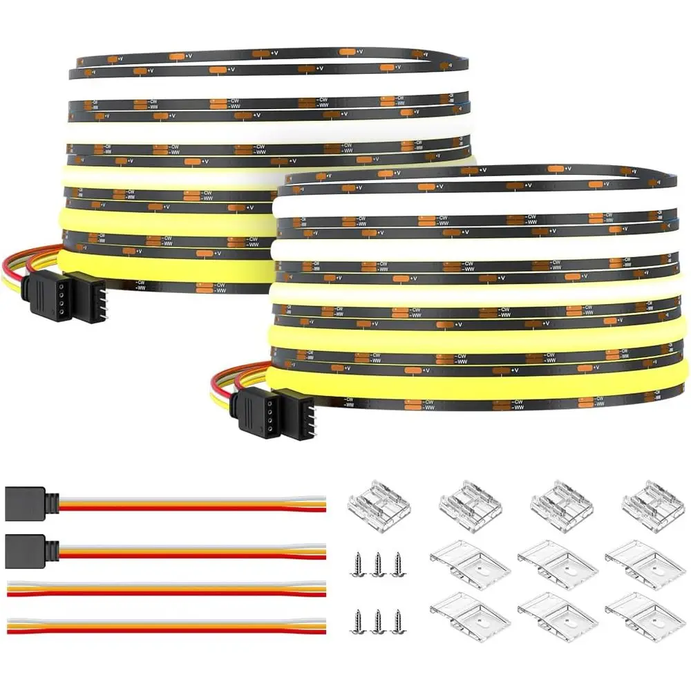 COB CCT COB LED Strip Tunable 2700K-6500K DC24V 2X16.4T Total 32.8T 640LED/m CRI 90+ lexible High Density Dimmable LED Light or
COB CCT COB LED Strip Tunable 2700K-6500K DC24V 2X16.4T Total 32.8T 640LED/m CRI 90+ lexible High Density Dimmable LED Light or