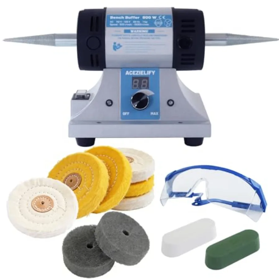 Jewelry Polisher Variable Speed Polishing Machine Profesional Desktop Buffer Motor with 4'' Cotton 3'' Fiber Buffing Wheels Saf
Jewelry Polisher Variable Speed Polishing Machine Profesional Desktop Buffer Motor with 4'' Cotton 3'' Fiber Buffing Wheels Saf