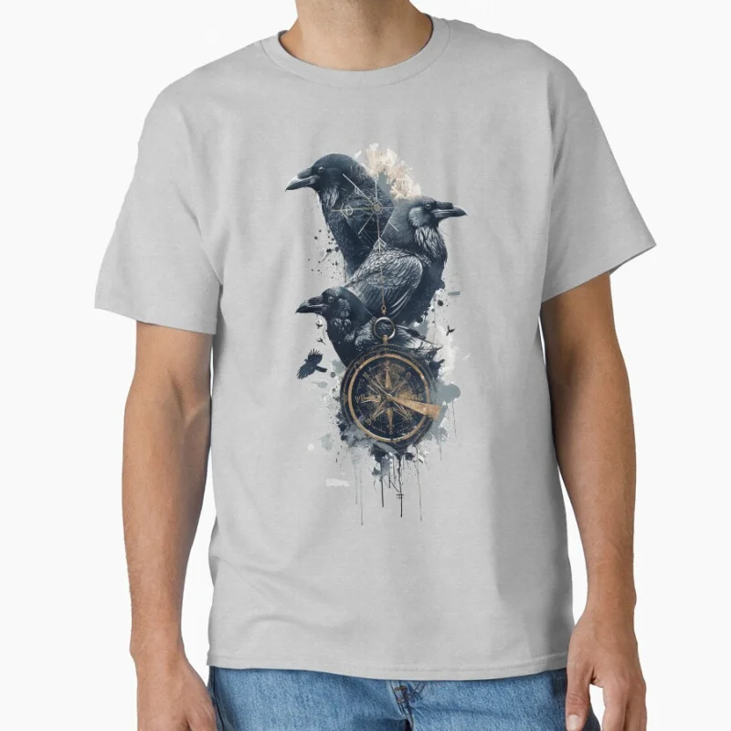 Odin's Ravens and Nordic Compass Norse Mythology Gift T shirt for man Large size Tops Viking God Graphic tee Printed Clothes
Odin's Ravens and Nordic Compass Norse Mythology Gift T shirt for man Large size Tops Viking God Graphic tee Printed Clothes